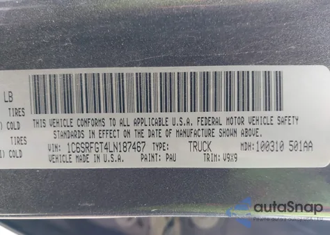 2020 Ram 1500 Tradesman 4X4 5'7 Box from USA, damaged, VIN 1C6SRFGT4LN187467